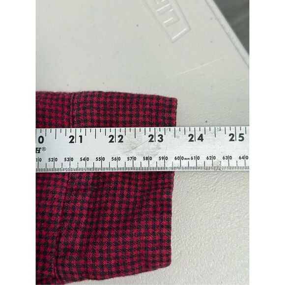 Vintage‎ Houndstooth Flannel Quilted LS Shirt Mens L Red Blue Outdoor Fall - Picture 7 of 9